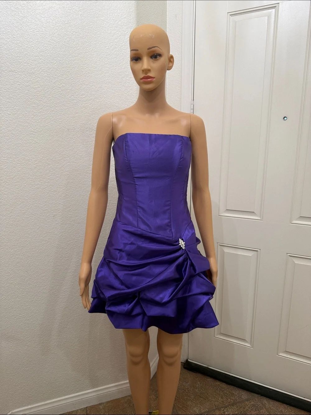 Jessica McClintock Gunne Sax Sz 3 Strapless Purple Cocktail Dress Rhinestone USA